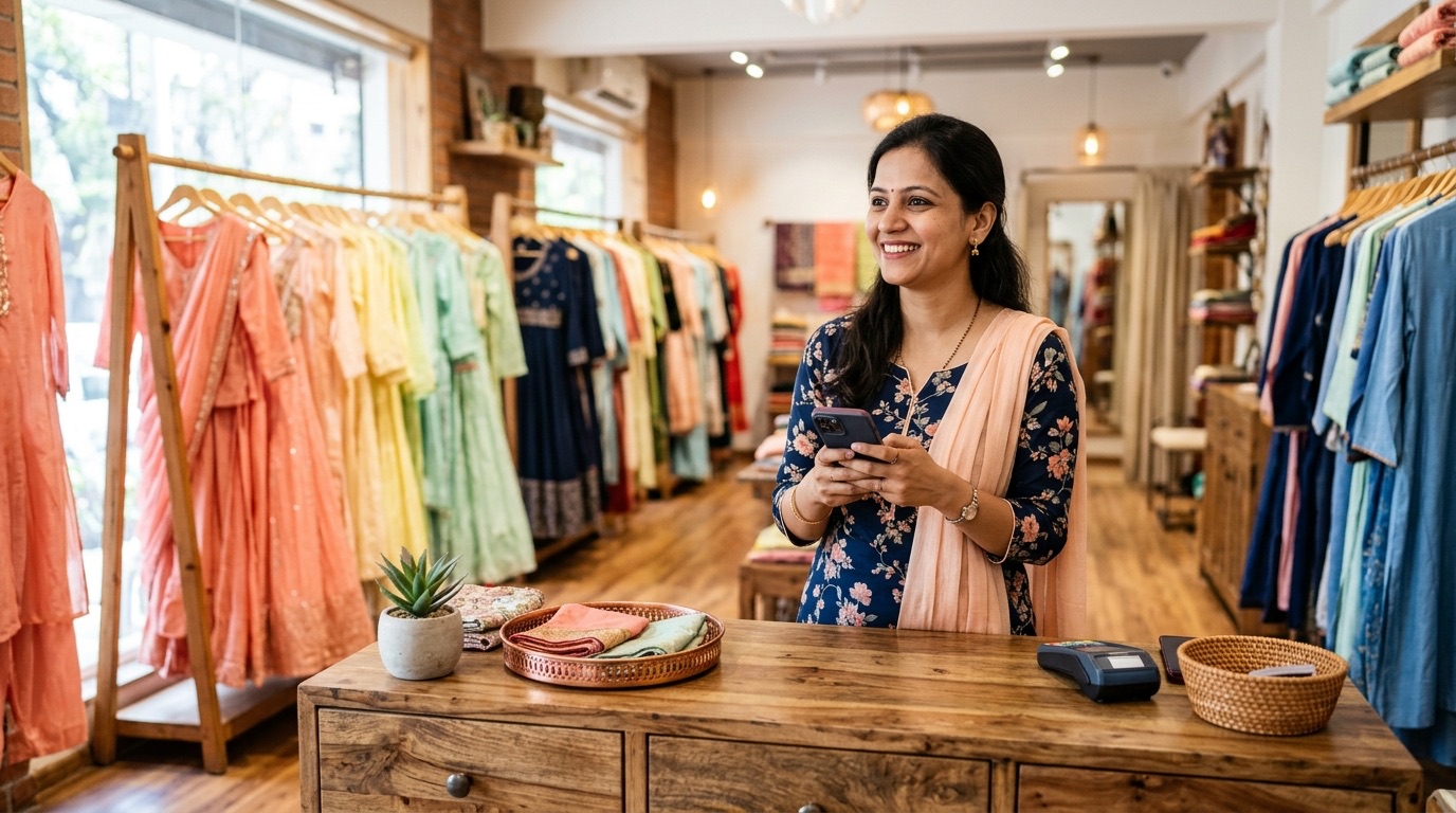 Illustration of a WhatsApp Business chat with a catalogue